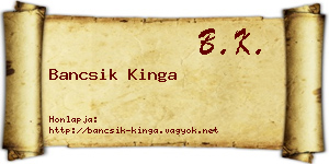 Bancsik Kinga névjegykártya